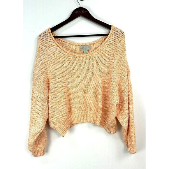 Anthropologie Saturday Sunday Talula Sweater Womens Large Orange Slouchy Cropped - Picture 4 of 11